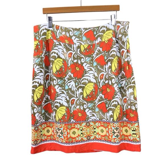 Cato Woman Multicolored Floral Linen Rayon Blend A-line Skirt Side Zip Size 16W - Picture 1 of 16